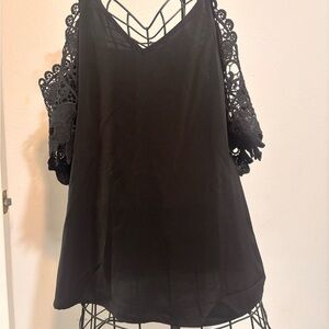 SHEIN Black Lace Cold Shoulder Blouse